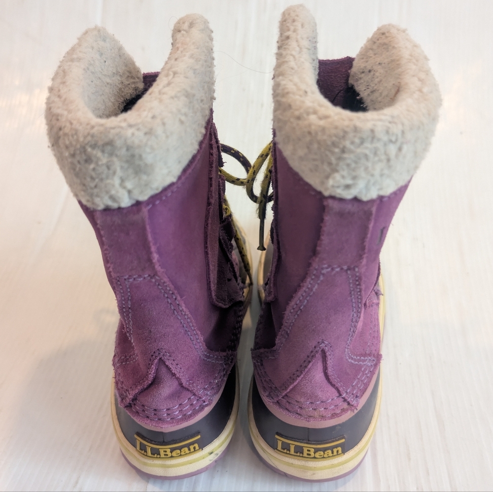 L.L. BEAN Kids Purple Suede Lace-up Winter Snow Duck Boots Size 1 - Picture 6 of 10